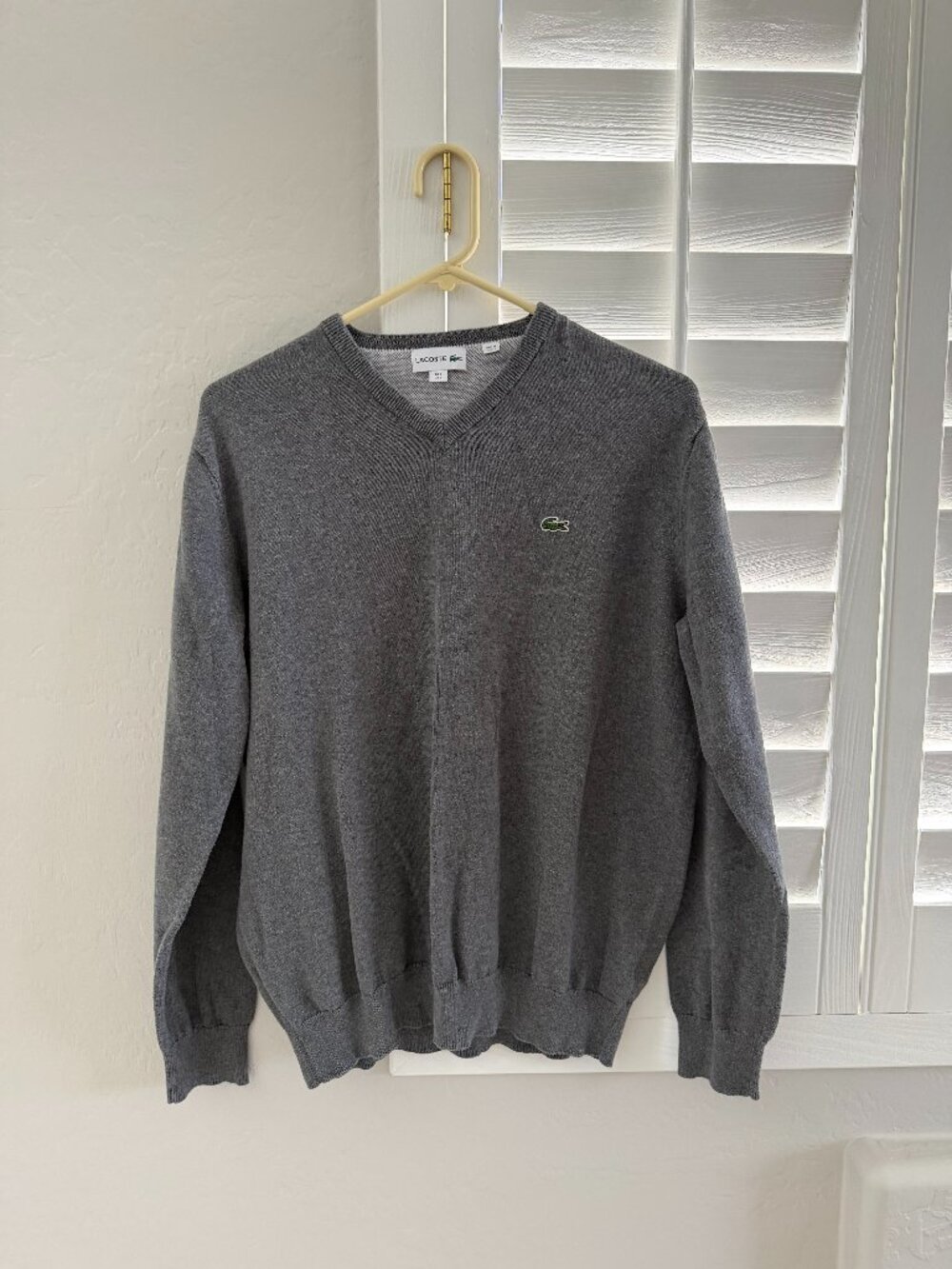 Lacoste V-Neck Sweater - Gray - Large